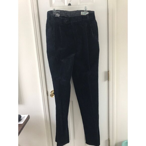 1980's J. Peterman Pants Trousers Men's Black Corduroy Pants Made In Portugal